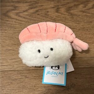 Jellycat Shrimp Sushi Plush in Pink and White